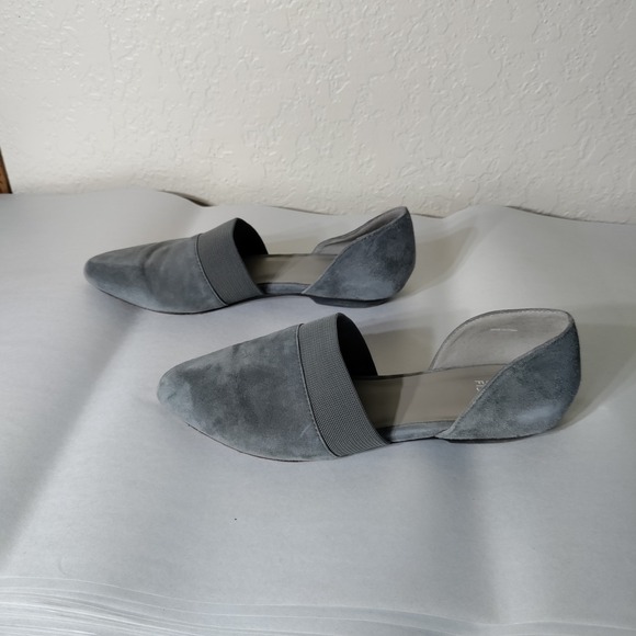 Eileen Fisher Shoes - Eileen Fisher Womens Grey Suede Pointed Toe dOrsay Elastic Strap Flats Size 7